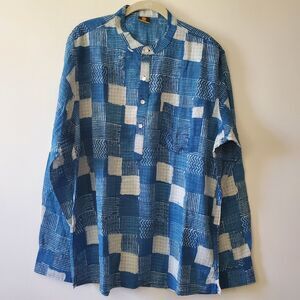 Mother Earth Cotton Button Up Shirt Lightweight Blue Size XXL Vacation Beach